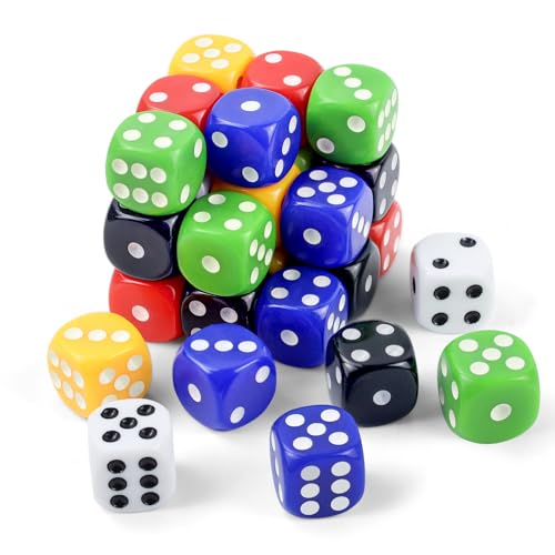 22mm Standard Spielewürfel Bunt für Tischkartenspiele,D6 Bunt Standardwürfel mit Taschen für Klassenzimmer, 30 Stück 6 seitiges würfel Set für Mathespiele, Zählen 22mm Standard Spielewürfel Bunt für Tischkartenspiele,D6 Bunt Standardwürfel mit Taschen für Klassenzimmer, 30 Stück 6 seitiges würfel Set für Mathespiele, Zählen von SLAKOZYT