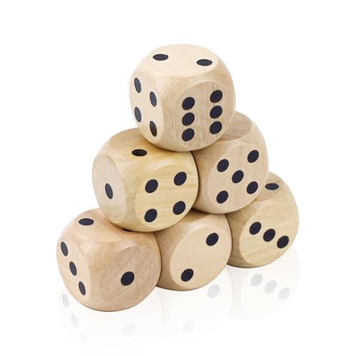 3cm Holzwürfel Würfel,6 Stück Große D6 Holzwürfel Würfel-Set,Natürlich Holz Spielwürfel für Tischspiele Math Tutoring,Tisch-Borad-Spiele,Partei 3cm Holzwürfel Würfel,6 Stück Große D6 Holzwürfel Würfel-Set,Natürlich Holz Spielwürfel für Tischspiele Math Tutoring,Tisch-Borad-Spiele,Partei von SLAKOZYT
