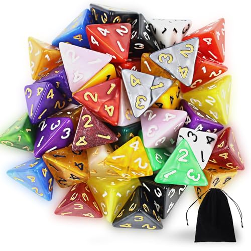 Polyedrisch Würfel Set,40 Stück Polyedrisch Würfel Set mit Schwarzem Beutel,4 Seitige Bunt Würfel,D4 Spiel Würfel für Dungeons and Dragons Pathfinder DND RPG MTG (D4) Polyedrisch Würfel Set,40 Stück Polyedrisch Würfel Set mit Schwarzem Beutel,4 Seitige Bunt Würfel,D4 Spiel Würfel für Dungeons and Dragons Pathfinder DND RPG MTG (D4) von SLAKOZYT