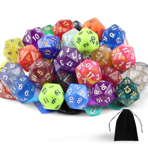 40 Stück Polyedrische Würfel Set,20 Seitige Polyedrische Würfel mit Schwarze Kordelzugbeutel,D20 Bunt Polyedrischer Spielwürfel für DND MPG MTG Dungeons und Dragons 40 Stück Polyedrische Würfel Set,20 Seitige Polyedrische Würfel mit Schwarze Kordelzugbeutel,D20 Bunt Polyedrischer Spielwürfel für DND MPG MTG Dungeons und Dragons von SLAKOZYT