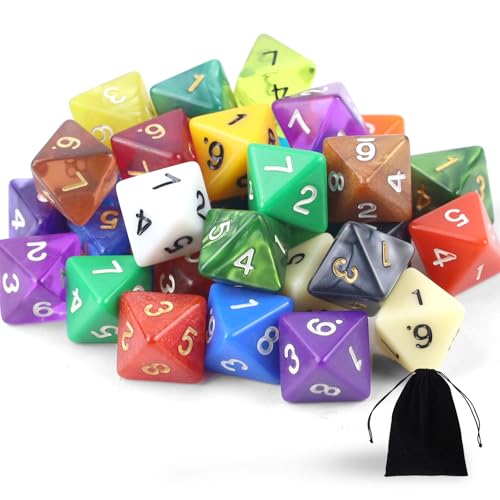 40 Stück Polyedrische Würfel Set,8 Seitige Polyedrische Würfel mit Schwarze Kordelzugbeutel,D8 Bunt Polyedrischer Spielwürfel für DND MPG MTG Dungeons und Dragons (D8) von SLAKOZYT