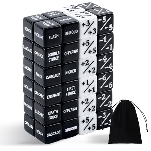 48 Stück Würfel Zähler，Magic The Gathering Würfel,D6 Würfelzähler Token Magic Würfel，Loyalität Zähler Würfel Kompatibel mit MTG, CCG, Kartenspiel Zubehör mit Aufbewahrungsbeutel (Schwarz & Weiß) von SLAKOZYT