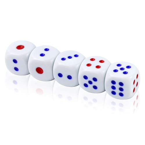 5 Stück Große Würfel Set，30mm Würfel mit Zweifarbige,6-seitiges Acryl Würfel Set mit abgerundeten Ecken,D6 Standard würfel für Poker,Spiel，Party Brettspiele, Würfelspiele, Teaching Math von SLAKOZYT