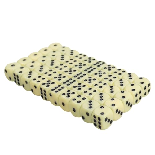 SLAKOZYT 50 Stück 16 mm Würfel Set 6-Seitig,Würfel Set für Tenzi, Sechsseitige Standardwürfel mit Schwarzen Punkten für Brettspiele Würfelspiele Tischspiele (50 Stück Weiß -Cornet carré) von SLAKOZYT