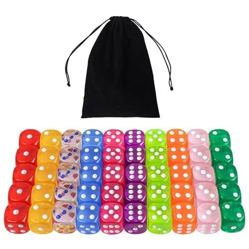 18MM Spielwürfel Set 50 Stück Würfel Transparent Set, 6 Seitige Würfel,Farben Acrylwürfel,10 Farben Würfel Set für Brettspiele, Würfelspiele, Teaching Math 18MM Spielwürfel Set 50 Stück Würfel Transparent Set, 6 Seitige Würfel,Farben Acrylwürfel,10 Farben Würfel Set für Brettspiele, Würfelspiele, Teaching Math von SLAKOZYT