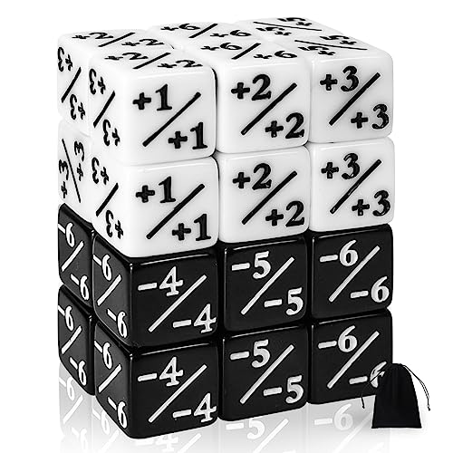 24 Stück MTG Würfelzähler Token Würfel, Magic The Gathering Glitter Sparkle Dice, Loyalty Dice Starry Marble D6 Dice Cube Compatible with MTG, CCG, Card Gaming Accessory (Black & White) von SLAKOZYT