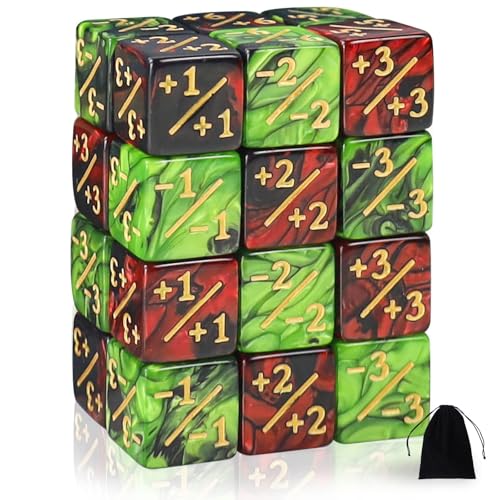 SLAKOZYT MTG Zähler Token Würfel, Magic The Gathering Glitter Sparkle Würfel (24pcs Farbverlauf Rot Grün) von SLAKOZYT