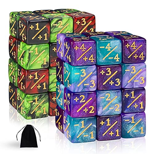 SLAKOZYT MTG Zähler Token Würfel,,Magic Würfel Zähler,Magic The Gathering Glitter Sparkle Würfel (48pcs Sternenlicht grün Lila) P0121B14 von SLAKOZYT