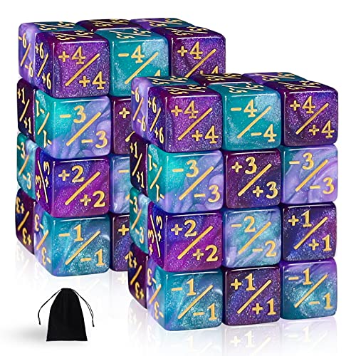 SLAKOZYT Würfelset Token Magic The Gathering Glitter Sparkle Dice, Loyalität Würfel Starry Marble D6 Kompatibel (48 Sternenhafte Nacht) von SLAKOZYT