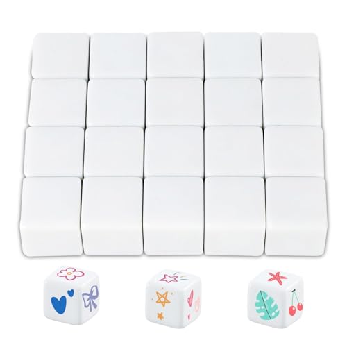 Gerundetes Leeres Sechs 20pcs Weiß Blanko Würfel, 25mm Acrylwürfel 6-Seitiger, DIY-Aufkleber für das Malen, Rechtwinkliger für Brettspiele, Lernen, Basteln, Partyspaß Gerundetes Leeres Sechs 20pcs Weiß Blanko Würfel, 25mm Acrylwürfel 6-Seitiger, DIY-Aufkleber für das Malen, Rechtwinkliger für Brettspiele, Lernen, Basteln, Partyspaß von SLAKOZYT