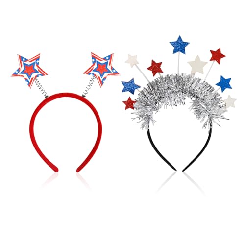 2 Stück Flaggen-Stirnbänder, Fünfzackige Stern-Quasten-Stirnbänder, Patriotische Party-Haar-Accessoires, Rot-Weiße Und Blaue Stirnbänder, Feiertags-Party-Dekorationen 2 Stück Flaggen-Stirnbänder, Fünfzackige Stern-Quasten-Stirnbänder, Patriotische Party-Haar-Accessoires, Rot-Weiße Und Blaue Stirnbänder, Feiertags-Party-Dekorationen von SLAXJNE