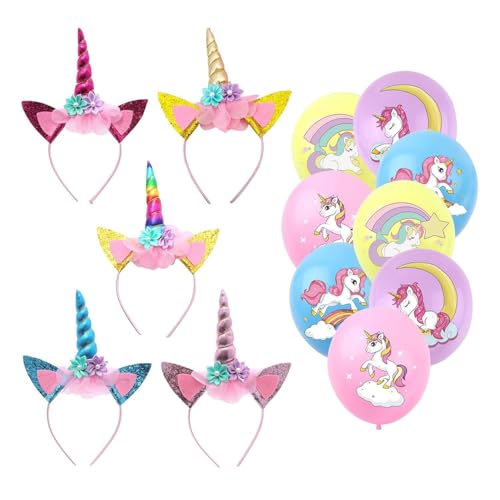 5 Stück Regenbogen-Pferde-Stirnbänder, 8 Stück Regenbogen-Pferde-Luftballons, Cartoon-Kunst-Stirnbänder, Prinzessin-Stirnbänder, Hornblumen-Stirnbänder, Urlaubsparty-Mädchen-Haar-Accessoires 5 Stück Regenbogen-Pferde-Stirnbänder, 8 Stück Regenbogen-Pferde-Luftballons, Cartoon-Kunst-Stirnbänder, Prinzessin-Stirnbänder, Hornblumen-Stirnbänder, Urlaubsparty-Mädchen-Haar-Accessoires von SLAXJNE