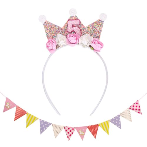 SLAXJNE 1 Stück Stirnband Zum Fünften Geburtstag, 1 Stück Dekoratives Banner, Geburtstagskrone Für Mädchen, Kinderkrone Für Mädchen, Geburtstagskrone Mädchen-Stirnband, Kindergeburtstagskrone SLAXJNE 1 Stück Stirnband Zum Fünften Geburtstag, 1 Stück Dekoratives Banner, Geburtstagskrone Für Mädchen, Kinderkrone Für Mädchen, Geburtstagskrone Mädchen-Stirnband, Kindergeburtstagskrone von SLAXJNE