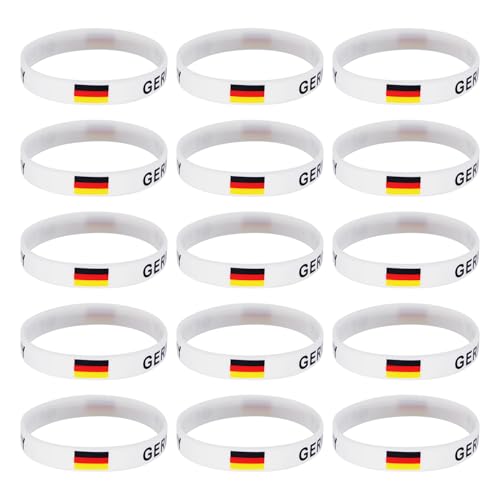 SLAXJNE 15 Stück Deutschland-Flaggen-Armbänder, Deutschland-Armbänder, Deutschland-Fan-Armbänder, Deko-Armbänder, Silikon-Armbänder von SLAXJNE
