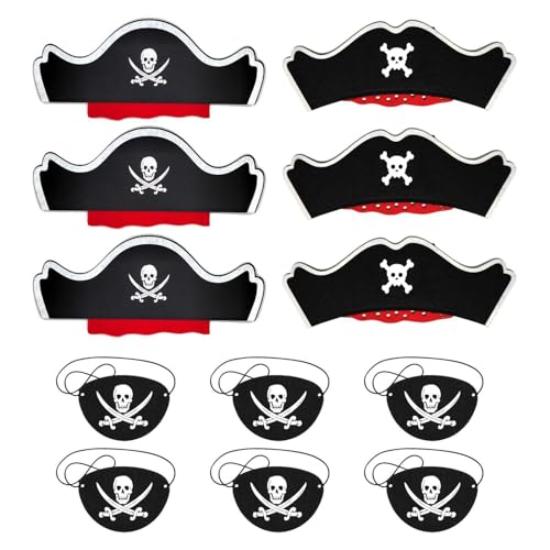 SLAXJNE 6 Stück Piratenhüte, 6 Stück Augenklappen, Piratenhüte Für Kinder, Piratenhüte Für Kindergeburtstage, Halloween-Accessoires Für Kinder, Piratenmädchen-Kindergeburtstagsparty SLAXJNE 6 Stück Piratenhüte, 6 Stück Augenklappen, Piratenhüte Für Kinder, Piratenhüte Für Kindergeburtstage, Halloween-Accessoires Für Kinder, Piratenmädchen-Kindergeburtstagsparty von SLAXJNE