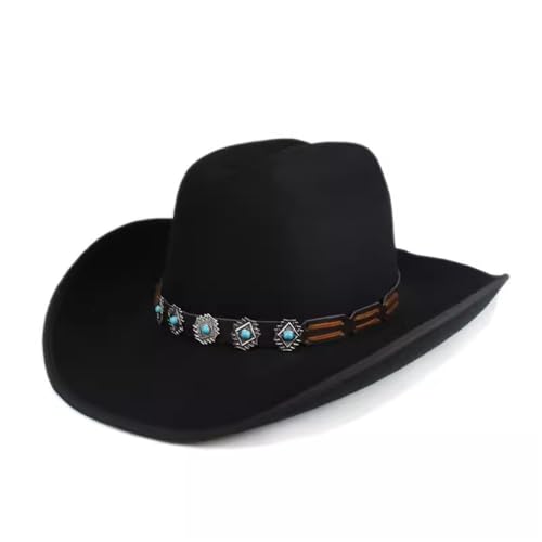 SLEDEZ Klassischer Zylinder für Herren Bowlerhut aus Filz im Western-Cowboystil mit großer Krempe im Vintage-Stil(Black) von SLEDEZ