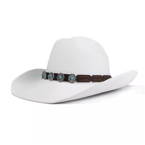 SLEDEZ Klassischer Zylinder für Herren Bowlerhut aus Filz im Western-Cowboystil mit großer Krempe im Vintage-Stil(White) von SLEDEZ