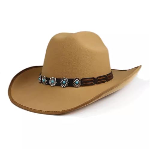 SLEDEZ Klassischer Zylinder für Herren Bowlerhut aus Filz im Western-Cowboystil mit großer Krempe im Vintage-Stil(Yellow) von SLEDEZ
