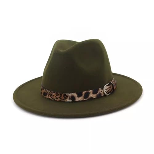 SLEDEZ Klassischer Zylinder für Herren Bowlerhut aus Tweed mit Leopardenmuster, Jazzhut for Herren, flache Krempe, Hut mit großer Krempe(Colour 3) von SLEDEZ