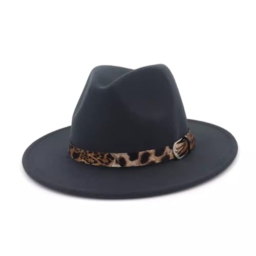 SLEDEZ Klassischer Zylinder für Herren Bowlerhut aus Tweed mit Leopardenmuster, Jazzhut for Herren, flache Krempe, Hut mit großer Krempe(Colour 4) von SLEDEZ