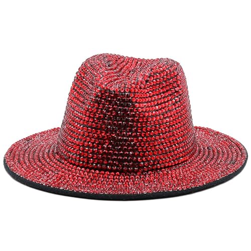 SLEDEZ Klassischer Zylinder für Herren Bowlerhut for Herren im Freien mit Schatten, Jazzhut(Red) von SLEDEZ