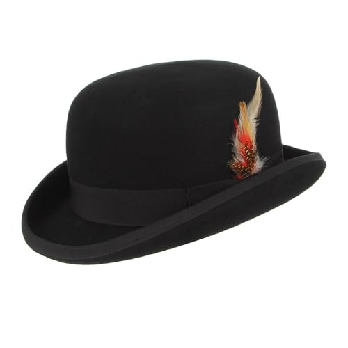 SLEDEZ Klassischer Zylinder für Herren Bowlerhut mit Federdekoration for Herren Bowlerhut Jazzhut Gentlemanhut(M) von SLEDEZ