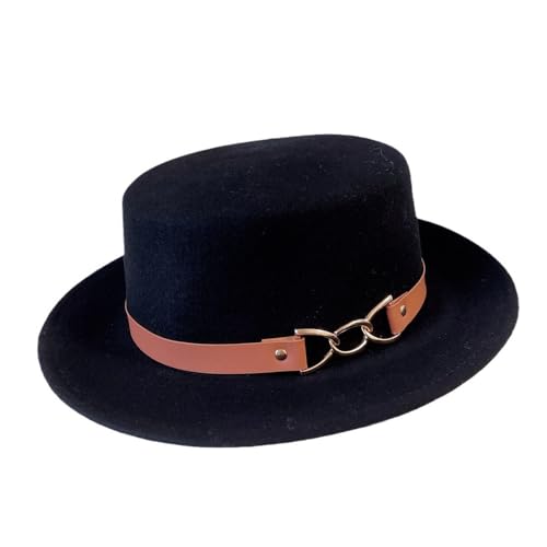 SLEDEZ Klassischer Zylinder für Herren Damen Filzhut PU-Band Gentleman-Hut(Black) von SLEDEZ