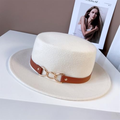 SLEDEZ Klassischer Zylinder für Herren Damen Filzhut PU-Band Gentleman-Hut(White) von SLEDEZ