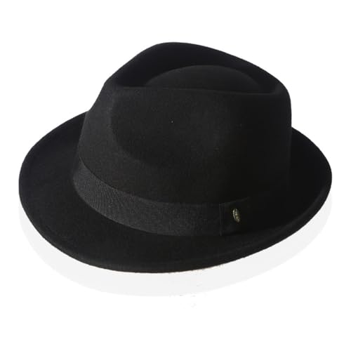 SLEDEZ Klassischer Zylinder für Herren Filzhut im britischen Retro-Stil for Herren, Jazz-Bowler(Black,M) von SLEDEZ