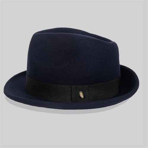 SLEDEZ Klassischer Zylinder für Herren Filzhut im britischen Retro-Stil for Herren, Jazz-Bowler(Blue,L) von SLEDEZ