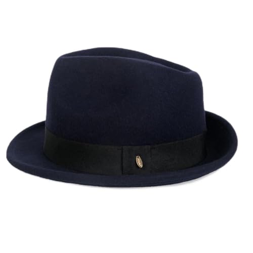 SLEDEZ Klassischer Zylinder für Herren Filzhut im britischen Retro-Stil for Herren, Jazz-Bowler(Blue,M) von SLEDEZ