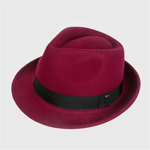 SLEDEZ Klassischer Zylinder für Herren Filzhut im britischen Retro-Stil for Herren, Jazz-Bowler(Red,M) von SLEDEZ