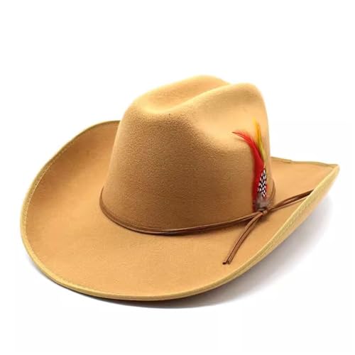 SLEDEZ Klassischer Zylinder für Herren Frühling Herbst Winter Bowler Hut Outdoor Filzhut(Yellow) von SLEDEZ