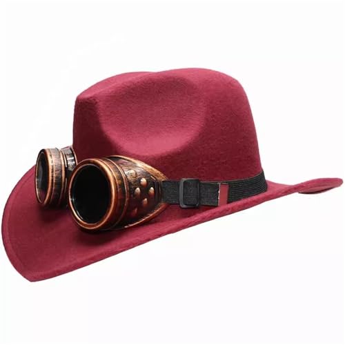 SLEDEZ Klassischer Zylinder für Herren Gothic Punk Casual Vielseitiger Western-Cowboyhut for Männer und Frauen Großkrempiger Sonnenhut mit breiter Krempe(Colour 1,S) von SLEDEZ