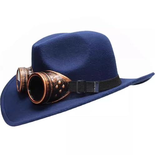 SLEDEZ Klassischer Zylinder für Herren Gothic Punk Casual Vielseitiger Western-Cowboyhut for Männer und Frauen Großkrempiger Sonnenhut mit breiter Krempe(Colour 3,S) von SLEDEZ