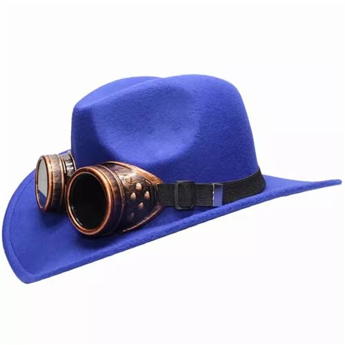 SLEDEZ Klassischer Zylinder für Herren Gothic Punk Casual Vielseitiger Western-Cowboyhut for Männer und Frauen Großkrempiger Sonnenhut mit breiter Krempe(Colour 4,L) von SLEDEZ