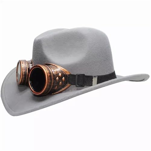 SLEDEZ Klassischer Zylinder für Herren Gothic Punk Casual Vielseitiger Western-Cowboyhut for Männer und Frauen Großkrempiger Sonnenhut mit breiter Krempe(Colour 5,S) von SLEDEZ