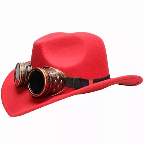SLEDEZ Klassischer Zylinder für Herren Gothic Punk Casual Vielseitiger Western-Cowboyhut for Männer und Frauen Großkrempiger Sonnenhut mit breiter Krempe(Colour 6,L) von SLEDEZ
