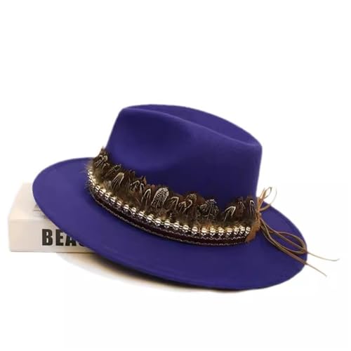 SLEDEZ Klassischer Zylinder für Herren Jazz-Bowlerhut aus Filz mit großer Krempe for Herren und Damen(Colour 4,S) von SLEDEZ