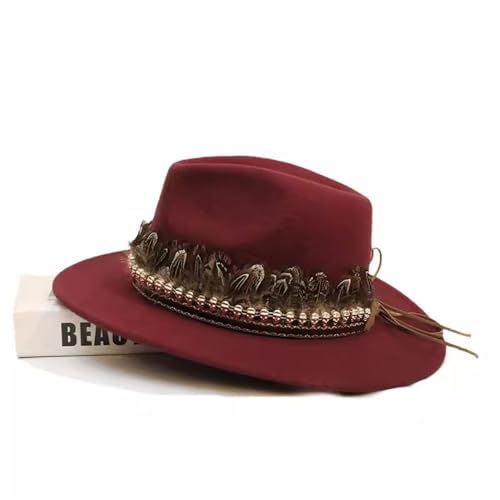 SLEDEZ Klassischer Zylinder für Herren Jazz-Bowlerhut aus Filz mit großer Krempe for Herren und Damen(Colour 6,S) von SLEDEZ