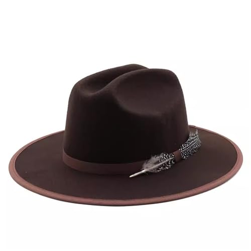 SLEDEZ Klassischer Zylinder für Herren Jazz-Bowlerhut mit großer Krempe for Herren und Damen, lässiger Ritterhut(Brown) von SLEDEZ