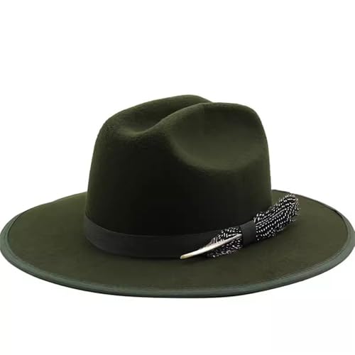 SLEDEZ Klassischer Zylinder für Herren Jazz-Bowlerhut mit großer Krempe for Herren und Damen, lässiger Ritterhut(Green) von SLEDEZ