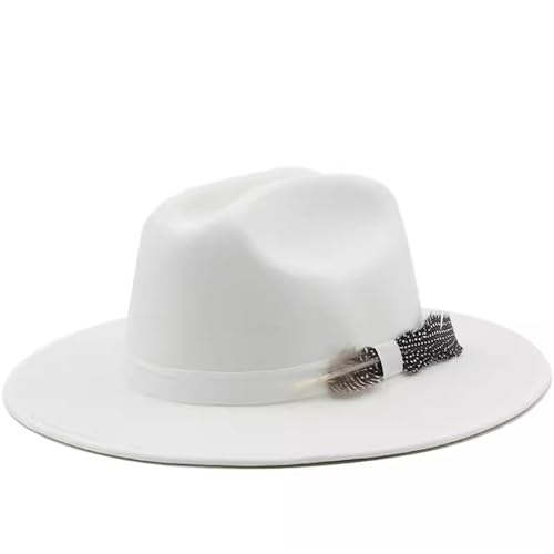 SLEDEZ Klassischer Zylinder für Herren Jazz-Bowlerhut mit großer Krempe for Herren und Damen, lässiger Ritterhut(White) von SLEDEZ