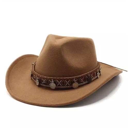 SLEDEZ Klassischer Zylinder für Herren Western Cowboy Bowler Hut Männer Frauen Filz Jazz Hut(Colour 1) von SLEDEZ