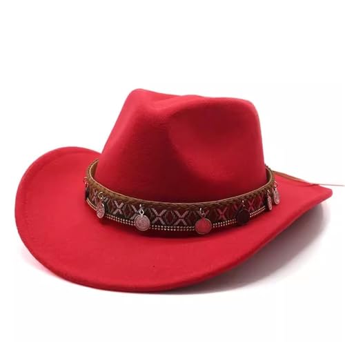 SLEDEZ Klassischer Zylinder für Herren Western Cowboy Bowler Hut Männer Frauen Filz Jazz Hut(Colour 3) von SLEDEZ