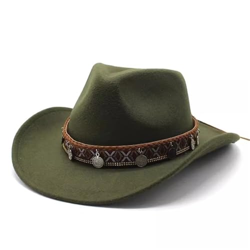 SLEDEZ Klassischer Zylinder für Herren Western Cowboy Bowler Hut Männer Frauen Filz Jazz Hut(Colour 4) von SLEDEZ
