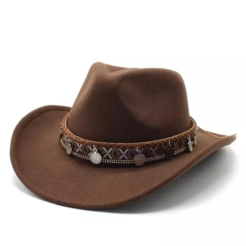 SLEDEZ Klassischer Zylinder für Herren Western Cowboy Bowler Hut Männer Frauen Filz Jazz Hut(Colour 5) von SLEDEZ