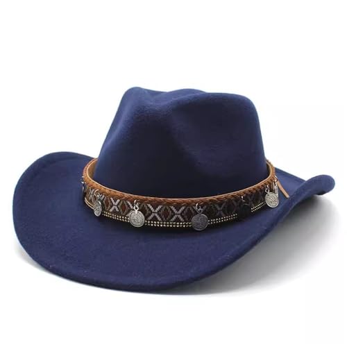SLEDEZ Klassischer Zylinder für Herren Western Cowboy Bowler Hut Männer Frauen Filz Jazz Hut(Colour 6) von SLEDEZ