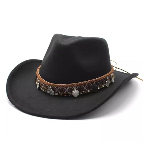 SLEDEZ Klassischer Zylinder für Herren Western Cowboy Bowler Hut Männer Frauen Filz Jazz Hut(Colour 7) von SLEDEZ