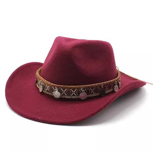 SLEDEZ Klassischer Zylinder für Herren Western Cowboy Bowler Hut Männer Frauen Filz Jazz Hut(Colour 8) von SLEDEZ
